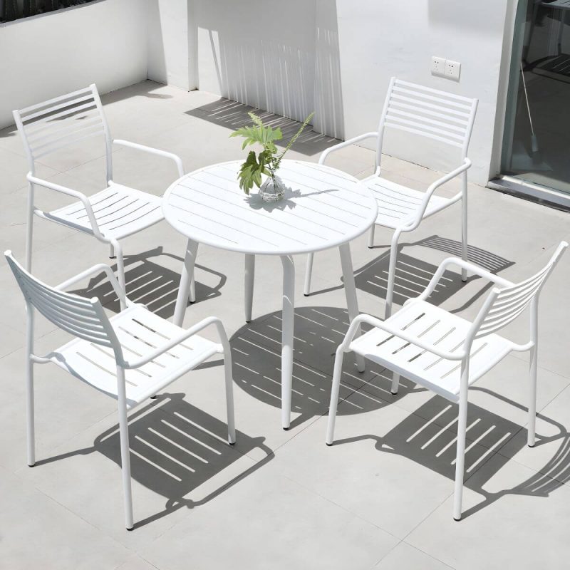 "Metal Modern Standard Height Dining Room Chair and Table Set with Chairs - Table & Chair(s) 31.5"L x 31.5"W x 29.1"H 4 White"