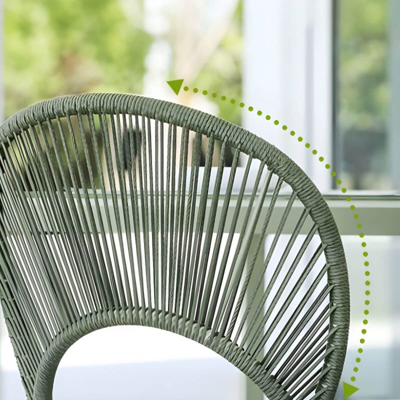 "Contemporary Glass Dining Table Set with 2/4 Woven Chairs in Green - Table & Chair(s) 2 35"L x 35"W x 29"H"