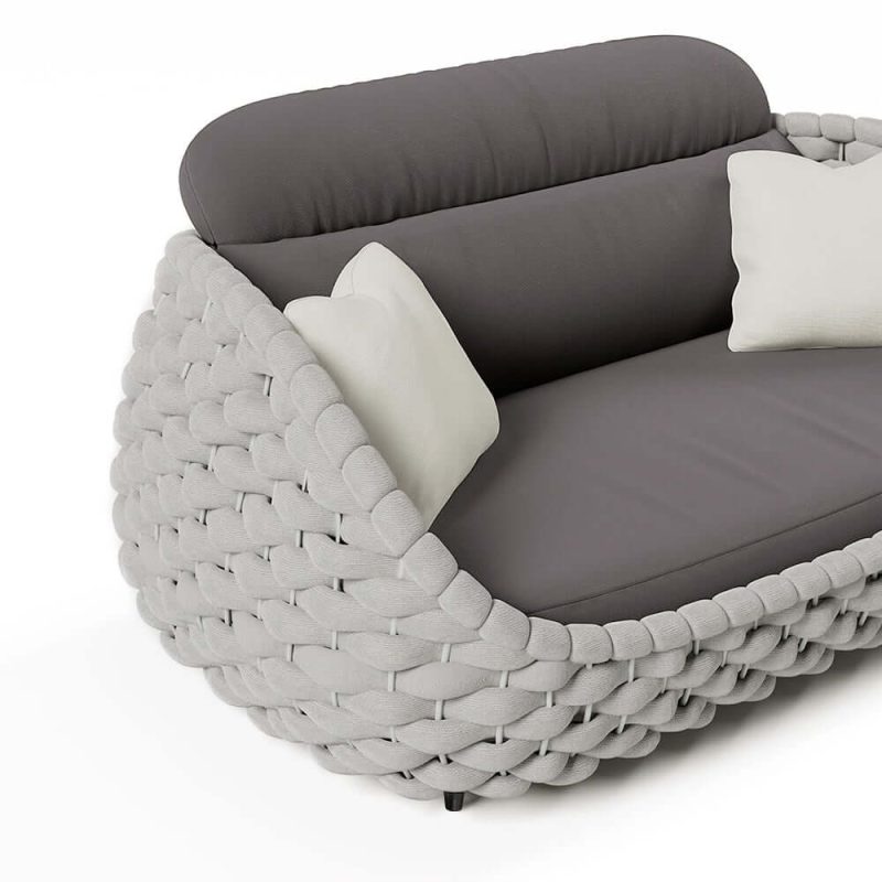 "3 Seater Woven Outdoor Sofa Patio Couch in Gray Cushion & Pillow Included"