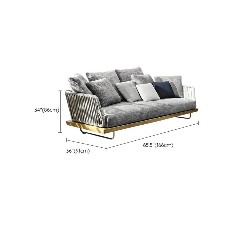 "Dimension of Contemporary Water Resistant Solid Wood Patio Sofa with Cushions - Loveseat"