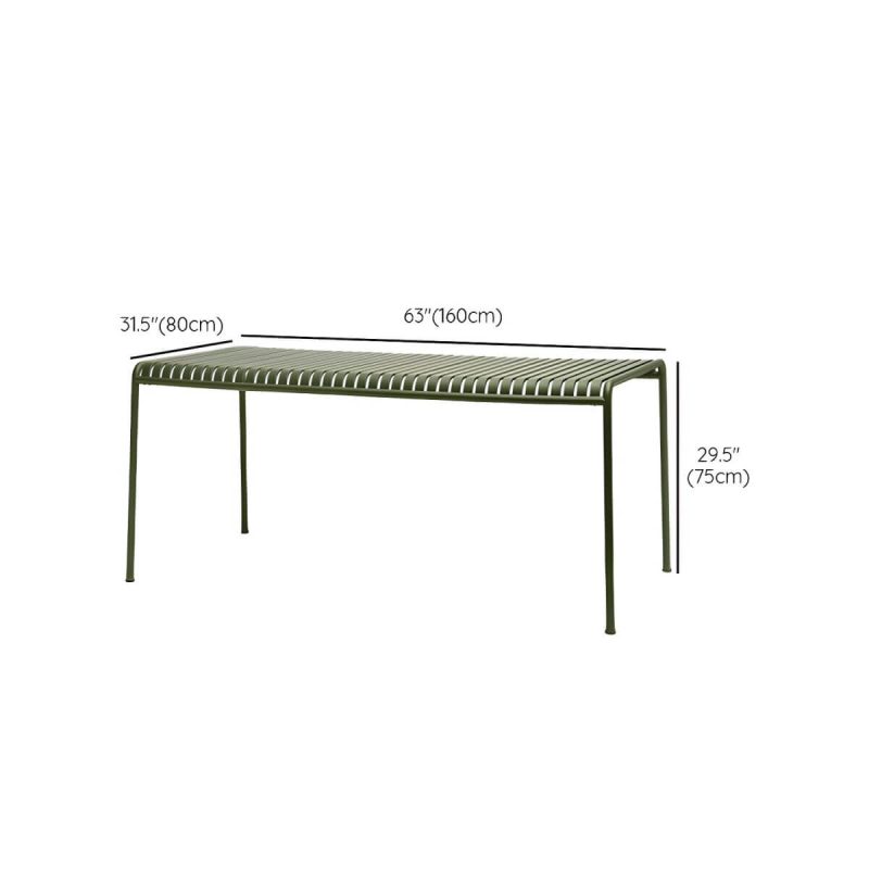 "Dimension of Modern Iron Dining Table Outdoor Patio Table with Metal Frame - Table Only 160 x 80 x 75 cm"