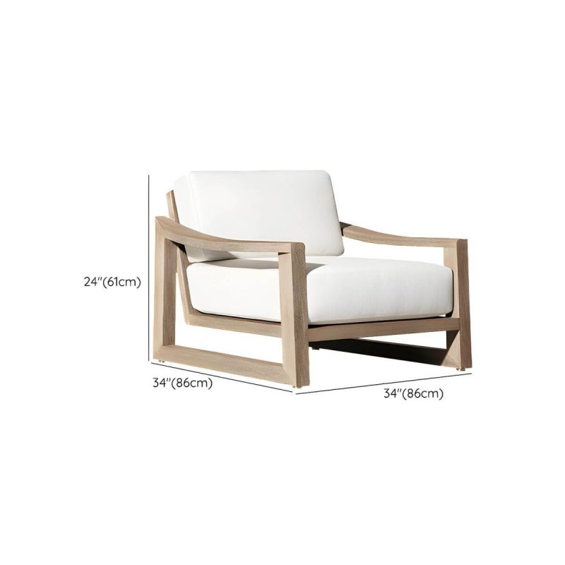 "Dimension of Modern White Wood Sofa - Waterproof and UV Resistant with Cushions - 1-Seater Sofa"