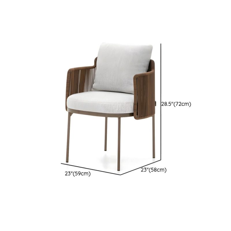"Dimension of Metallic Matte Finish Patio Chair Assembled Mid-century Modern with Arms - 1 Piece Aluminium Alloy"