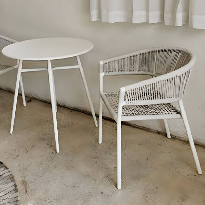 "Contemporary Dining Arm Chair Pure Color Metal Stackable for Outdoor - 8 Piece Set"