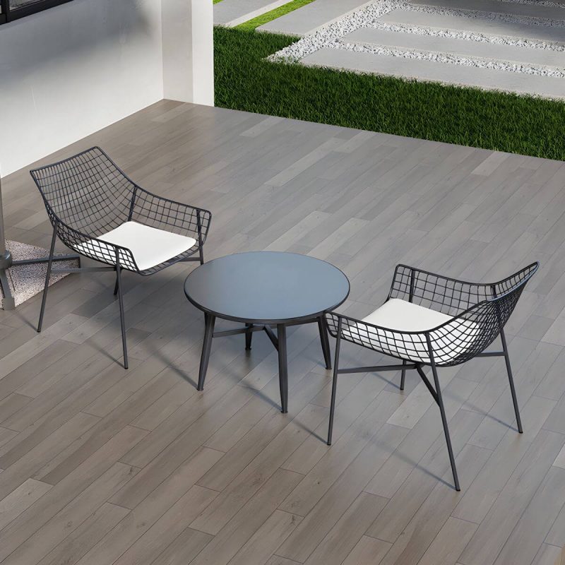 "Contemporary Iron Frame Black and White Armless Dining Side Chair - White 6 Piece Set"
