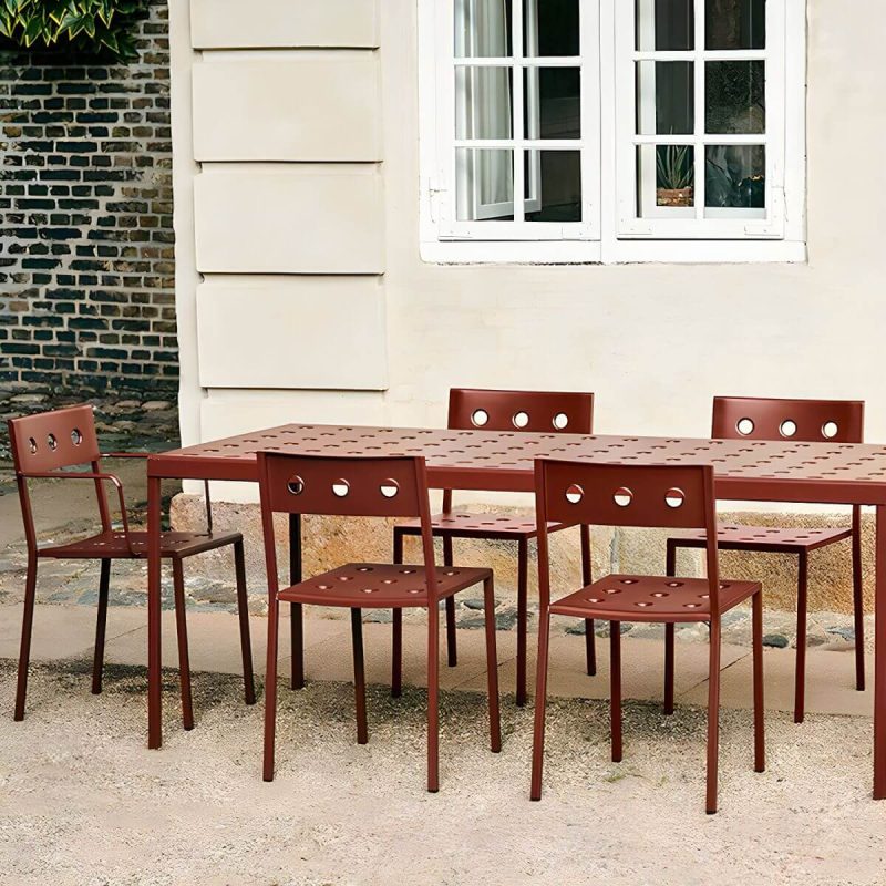"Industrial Metal Dining Side Chair Open Back Stacking Outdoor Chair - 6 Piece Set Armless"