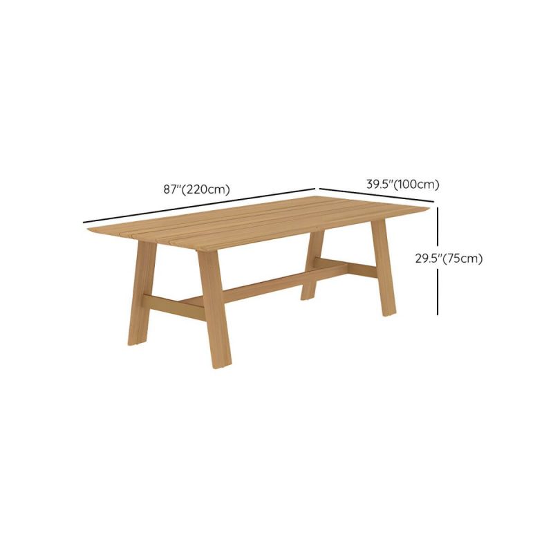 "Dimension of Solid Wood Top Patio Table Contemporary Style Water Resistant Dining Table - 86.6"L x 39.4"W x 29.5"H Table Only"