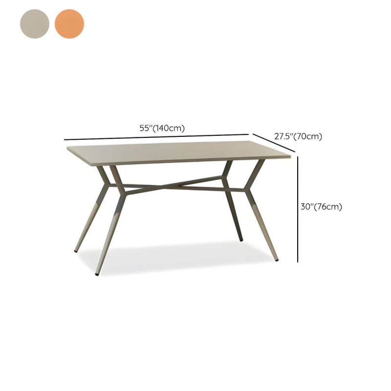 "Dimension of Traditional Style Patio Table Metal Water Resistant Patio Table - Rectangular Champagne Table Only"