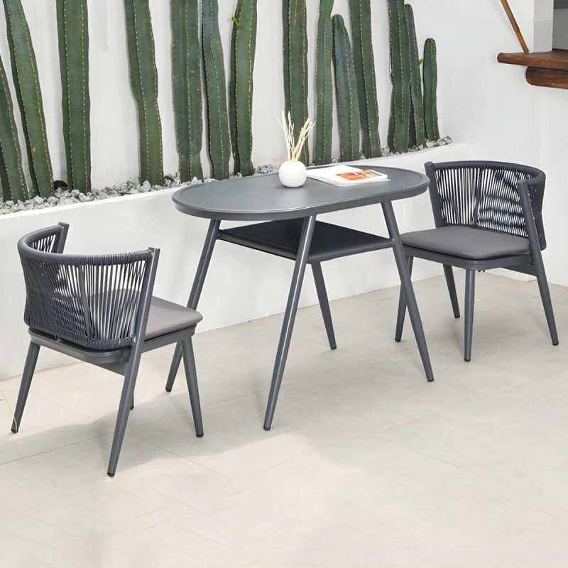 "Contemporary Wood Dining Table Set with 4 Legs Chairs for Courtyard - Table & Chair(s) 41"L x 22"W x 30"H 2 Dark Gray"