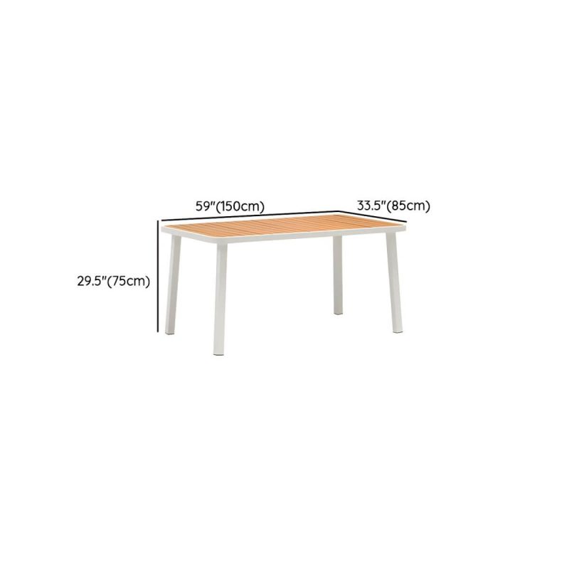 "Dimension of Contemporary White Dining Table Set with Chairs for Courtyard - Table & Chair(s) 59.1"L x 33.5"W x 29.5"H 6"