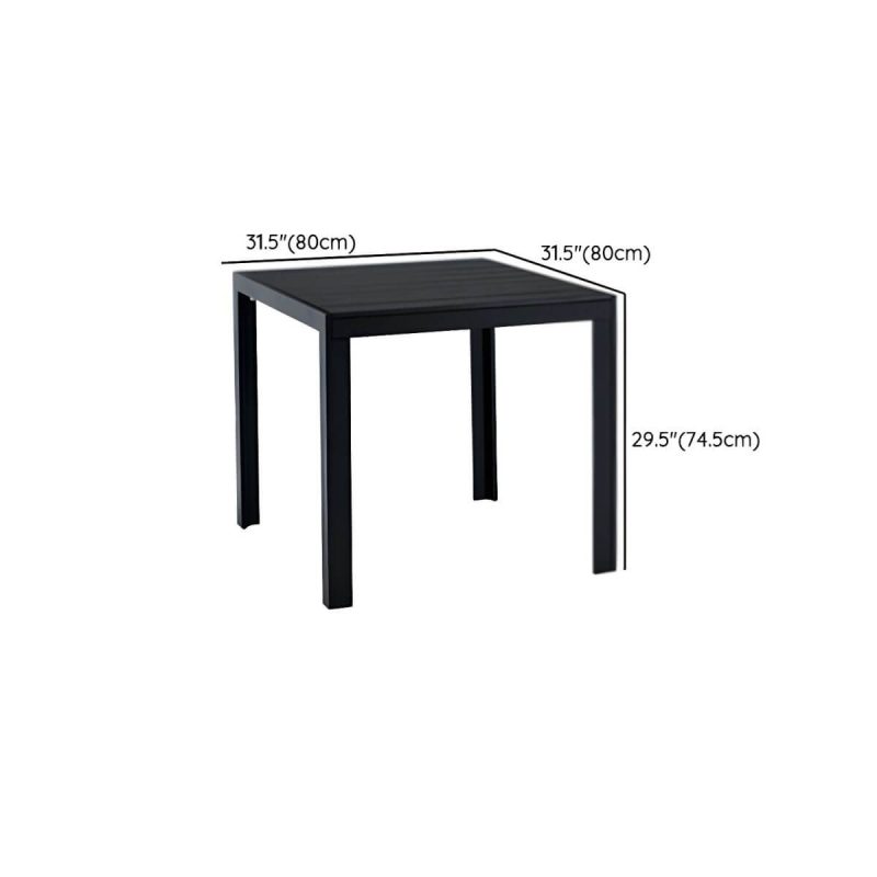 "Dimension of Contemporary Wood Dining Table Set with Black Chairs for Courtyard - Table & Chair(s) 31"L x 31"W x 29"H 2"