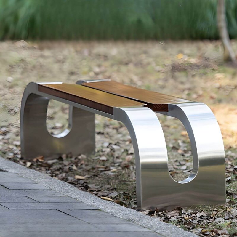 "Metal 15.75'' Picnic Bench Stainless Steel Cushions Not Included - Coffee 71"L x 16"W x 18"H"