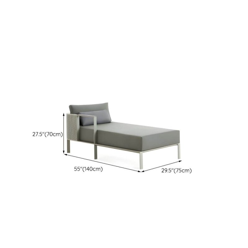 "Dimension of Stainless Steel Frame Outdoor Sofa Industrial Water Resistant Patio Sofa with Cushion - Chaise Lounge"