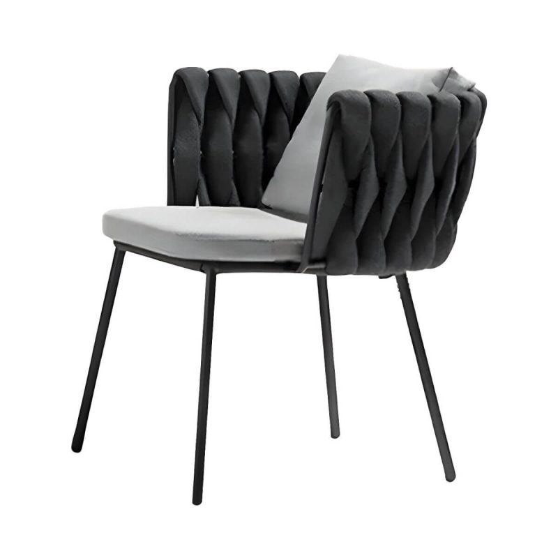 "Metal Matte Finish Patio Chair Assembled Tropical with Cushions - 23.2"L x 25.6"W x 28"H 6 Piece Set"
