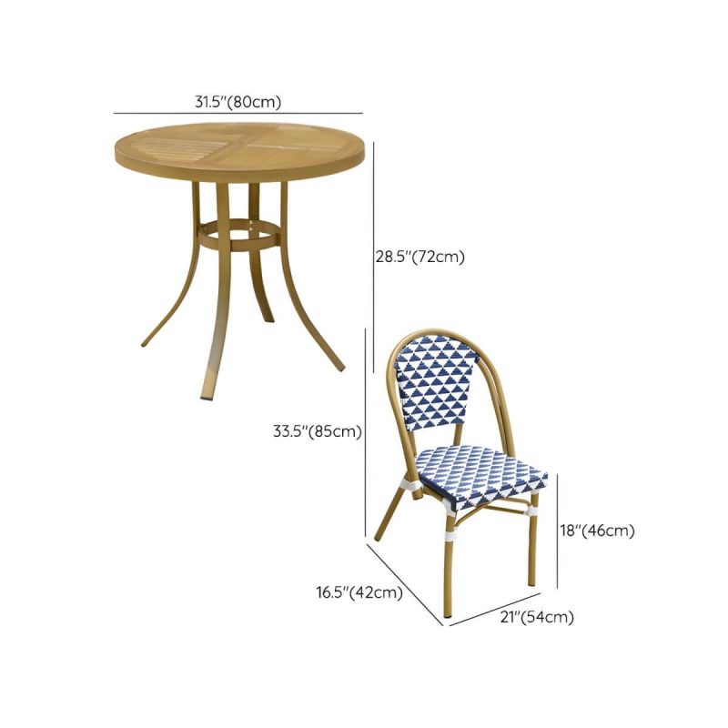 "Dimension of Contemporary Aluminium Dining Table Set with Armless Chair for Courtyard - Table & Chair(s) 31.5"L x 31.5"W x 28.3"H 4"