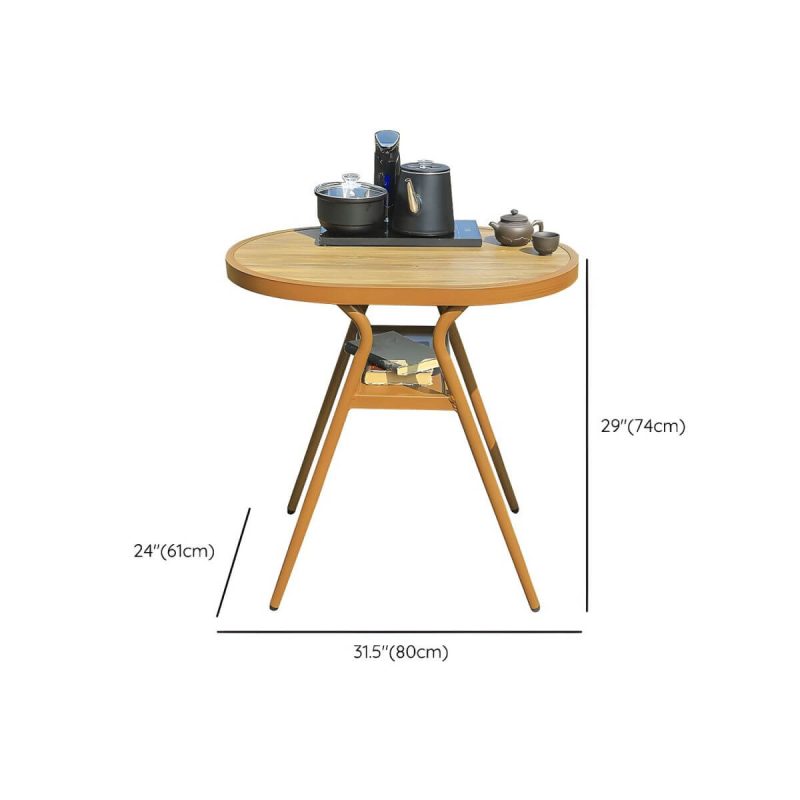 "Dimension of Oval Metal Patio Table Contemporary Style Water Resistant in Brown - 31"L x 24"W x 29"H"