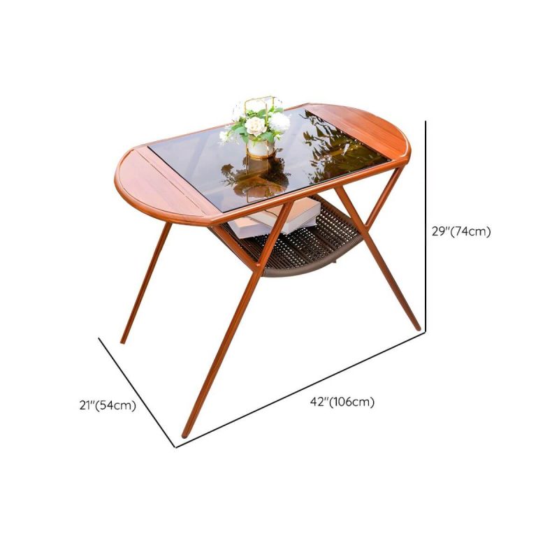"Dimension of Contemporary Table Furniture Set with 2 Woven Chair for Courtyard - Table & Chair(s) 2 Glass"