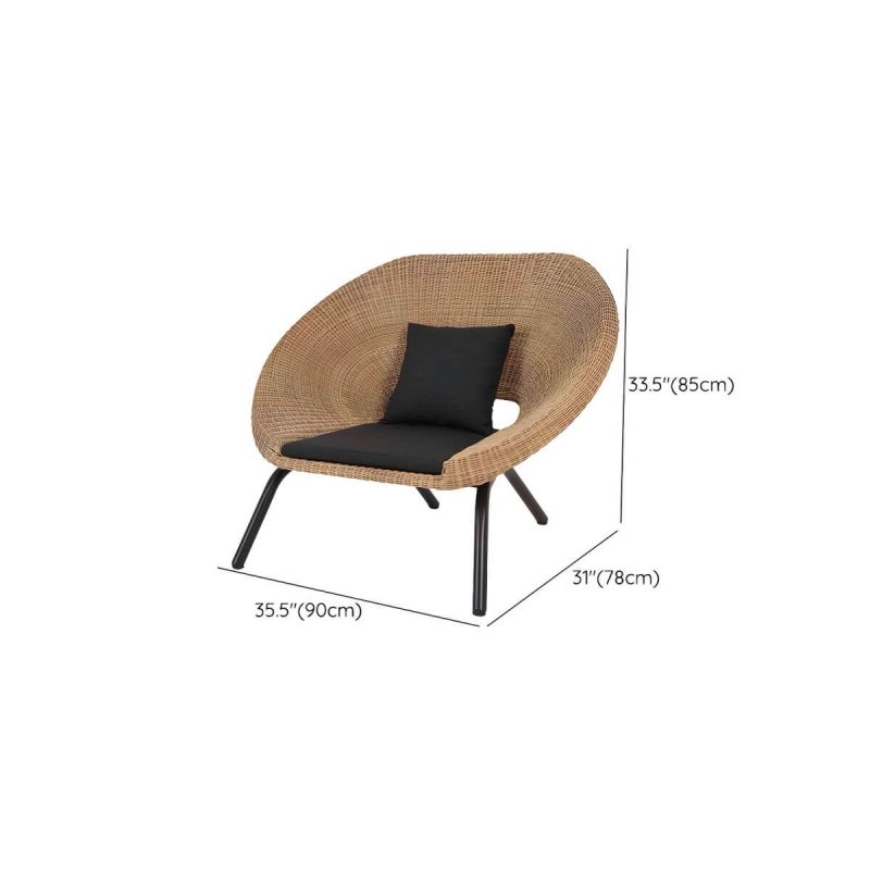"Dimension of Waterproof Black Metal Frame Upholstered Modern Sofa with Cushions and Pillows - 1-Seater Sofa"