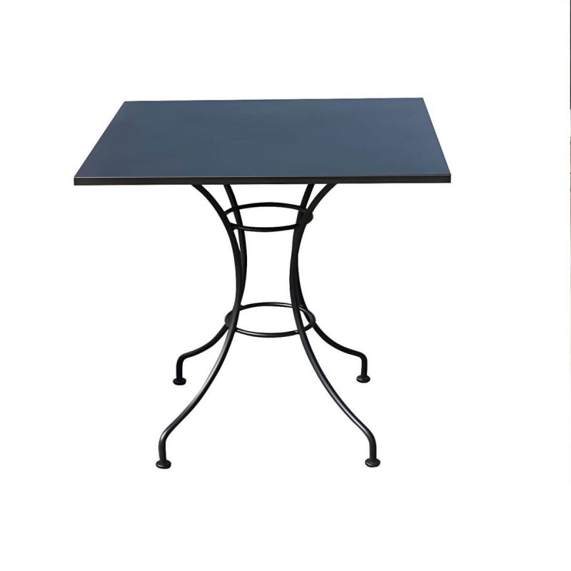 "Industrial Metal Frame Side Table Outdoor Aluminum Patio Table - Table Only Black Square"