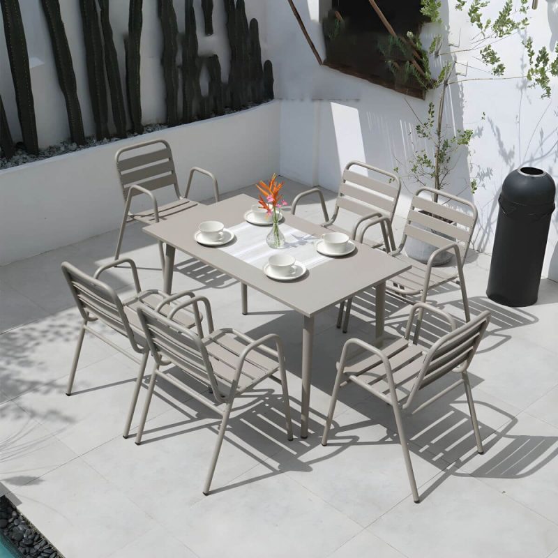 "Contemporary Style Metal Patio Table Water Resistant in Rectangular/Square Shape - 63"L x 35.4"W x 29.5"H Table Only"