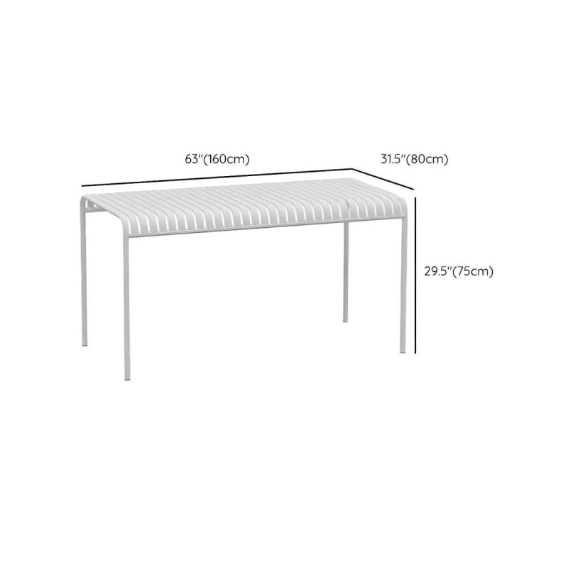 "Dimension of White Metal Modern Patio Dining Table Waterproof Design without Umbrella Hole - 63"L x 31.5"W x 29.5"H Table Only"