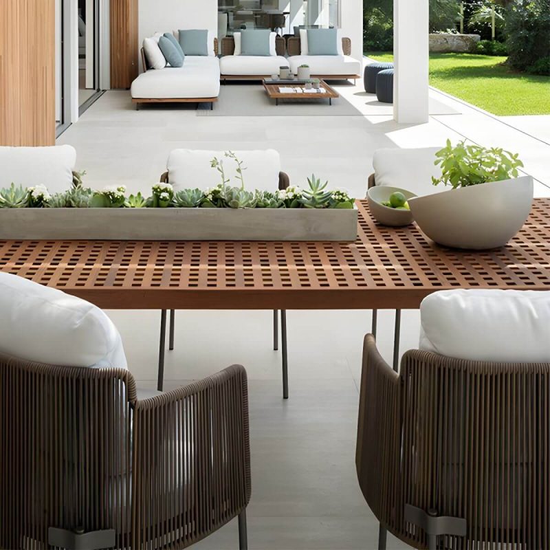"Solid Wood Top Patio Table Contemporary Rectangle Patio Table - 27.6"L x 27.6"W x 23.6"H Round Table Only"