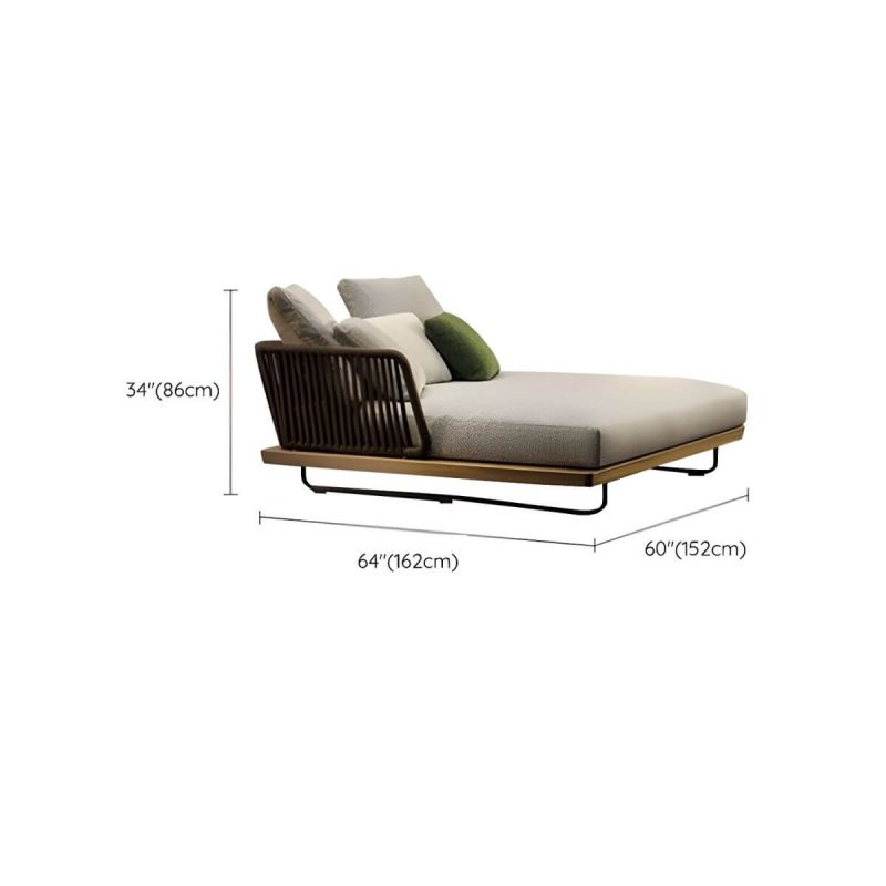 "Dimension of Contemporary Water Resistant Solid Wood Patio Sofa with Cushions - Chaise Lounge"