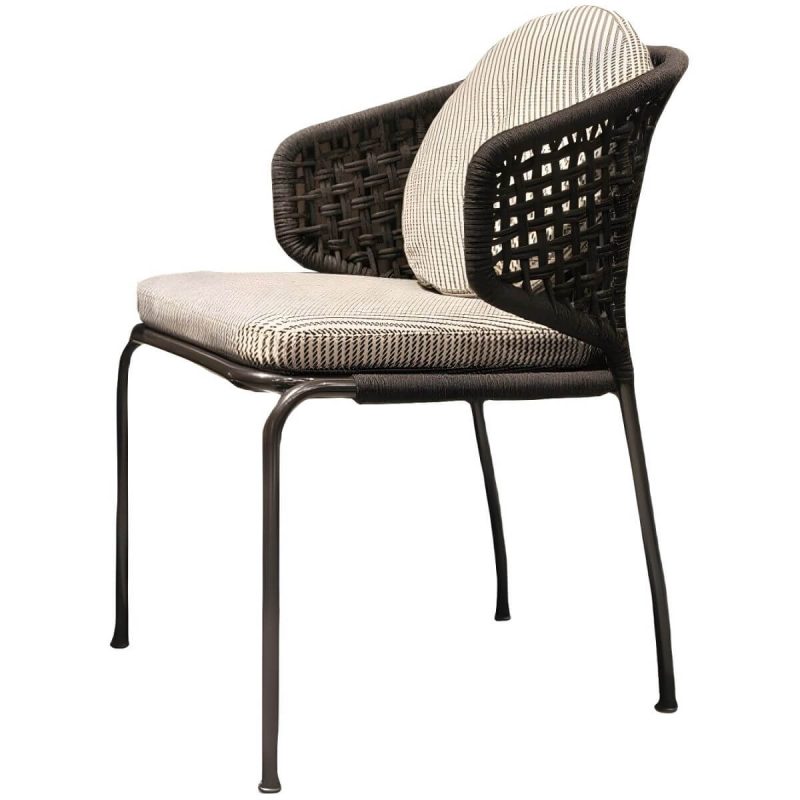 "Rattan Outdoors Dining Chair Tropical Metal Armchair Dining Side Chair - PE Woven Rattan 1 Piece"