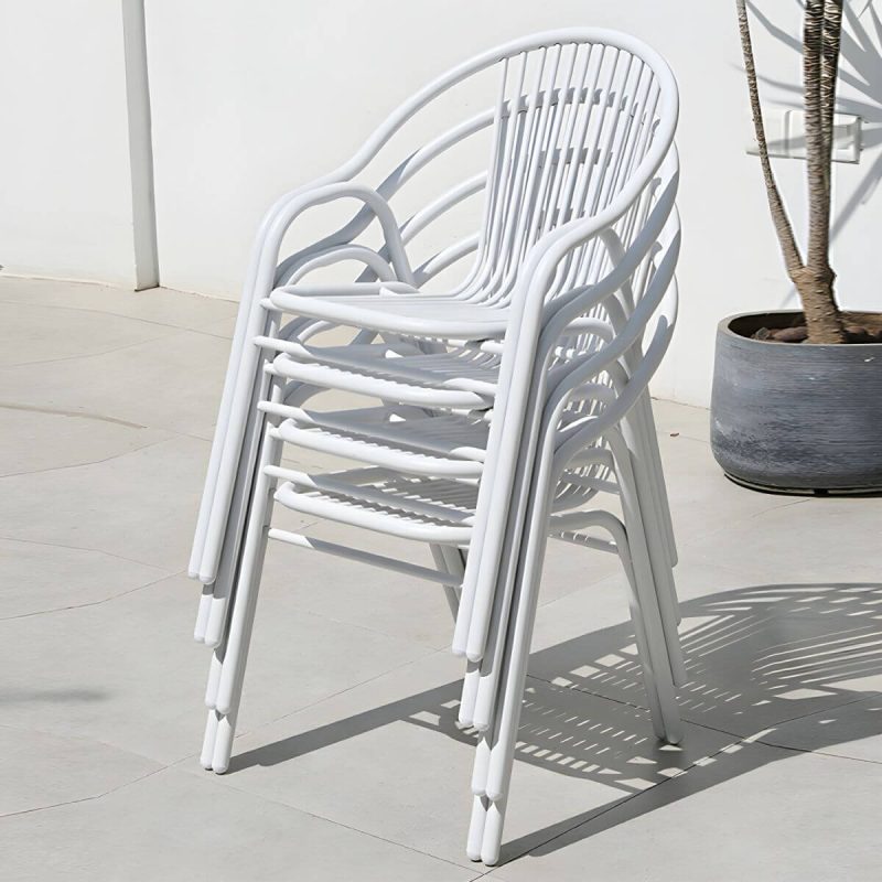 "Stylish Weatherproof Patio Dining Set with Stackable Metal Chairs - 47"L x 28"W x 28"H Table & Chair(s) 4"