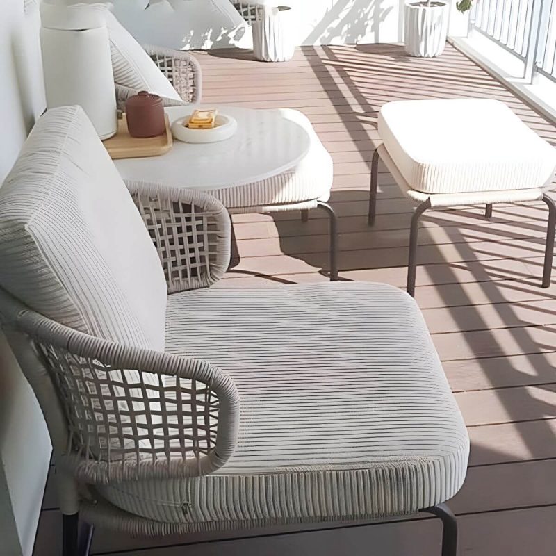 "Tropical Outdoor Chair with Removable Water Repellent Finish Cushion - 26"L x 28"W x 31"H Armless 6 Piece Set"
