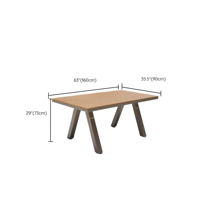 "Dimension of Modern Artificial Wood Courtyard Table Rectangle Shape Outdoor Table - Table Only 63"L x 35"W x 29"H"