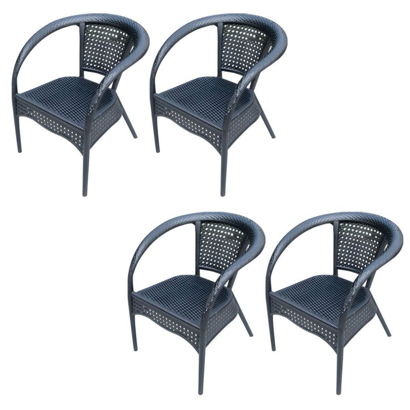 "Stacking Dining Armchair Contemporary Plastic Patio Arm Chair - 20"L x 19"W x 33"H 4 Piece Set"