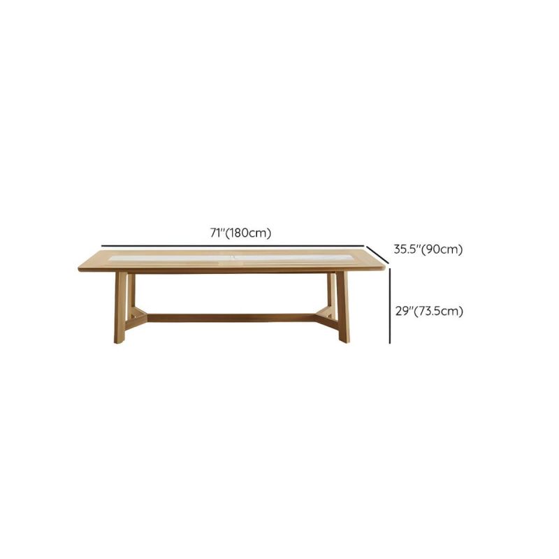 "Dimension of Teak Wood Modern Patio Dining Table with Umbrella Hole - Waterproof and UV Resistant - Table Only 70.9"L x 35.5"W x 28.9"H Rectangular"