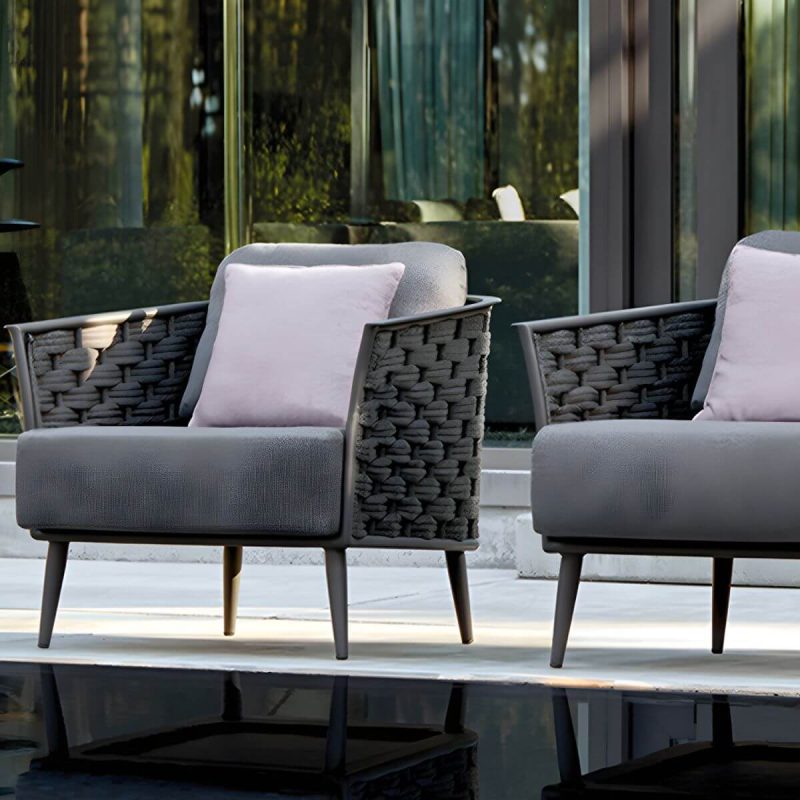 "Modern Metal Frame Outdoor Sofa UV Resistant Patio Sofa with Cushion - 3-Seater Sofa"