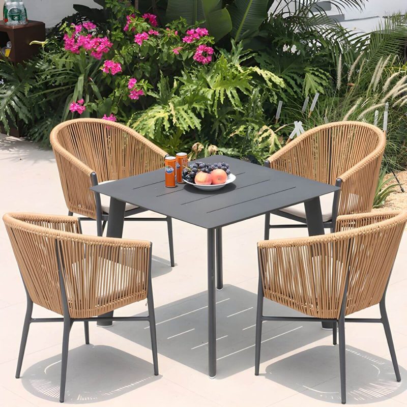 "Mid-Century Modern Dining Table Set with 4 Legs Chair for Outdoors - Table & Chair(s) 35.4"L x 35.4"W x 29.1"H 4"