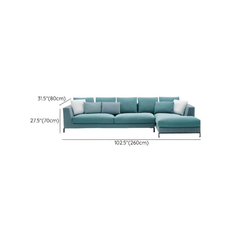 "Dimension of Contemporary Water Resistant Symmetrical Patio Sofa with Cushions for Outdoor - 3-Seater Corner Sofa & Chaise"
