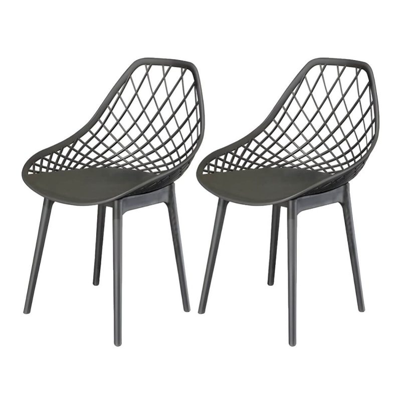 "Stacking Dining Armchair Contemporary Plastic Patio Arm Chair - 16.5"L x 16.5"W x 32.7"H 2 Piece Set"