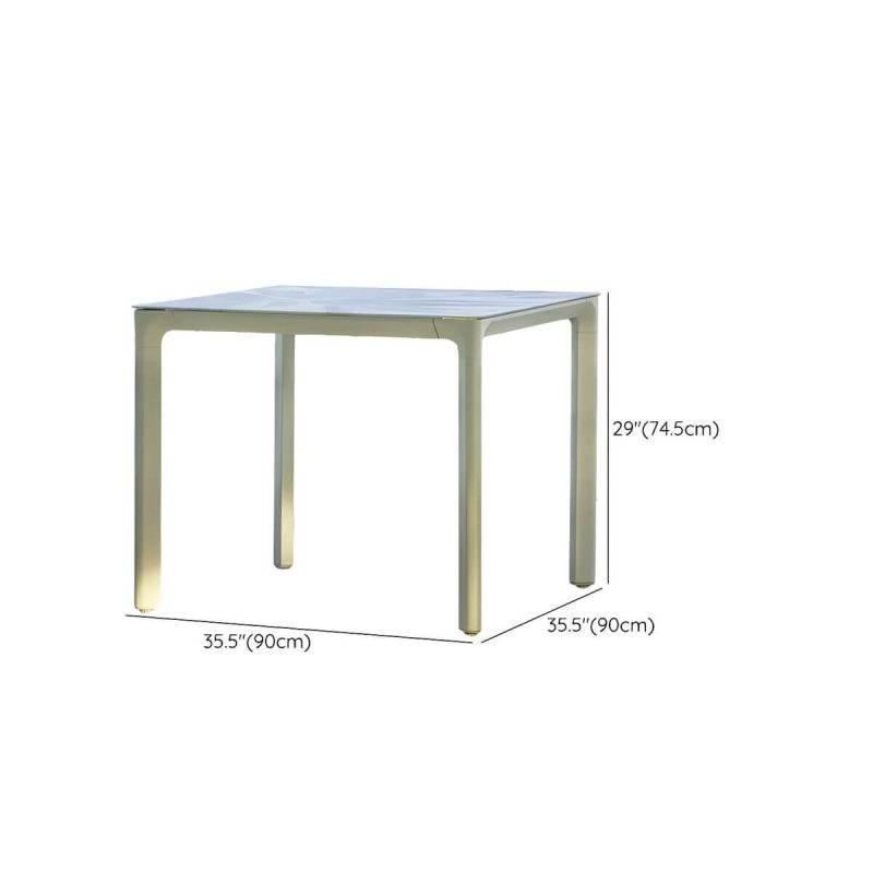 "Dimension of Contemporary Glass Dining Table Set with 2/4 Woven Chairs in Green - Table 35"L x 35"W x 29"H Zero"