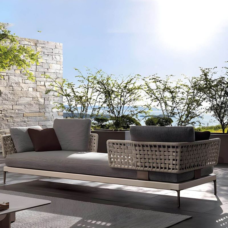 "Metal Patio Sofa Water Resistant and UV Resistant Outdoor Patio Sofa - 3-Seater Sofa"
