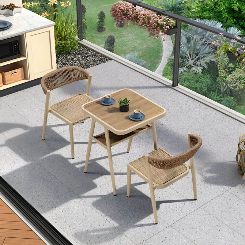 "Natural Patio Table Wooden Contemporary Style in Rectangular Shape - Table Only"