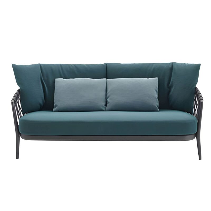 "Contemporary Aluminum Frame Outdoor Sofa Water Resistant Patio Sofa - 2-Seater Sofa 35 Density Foam"