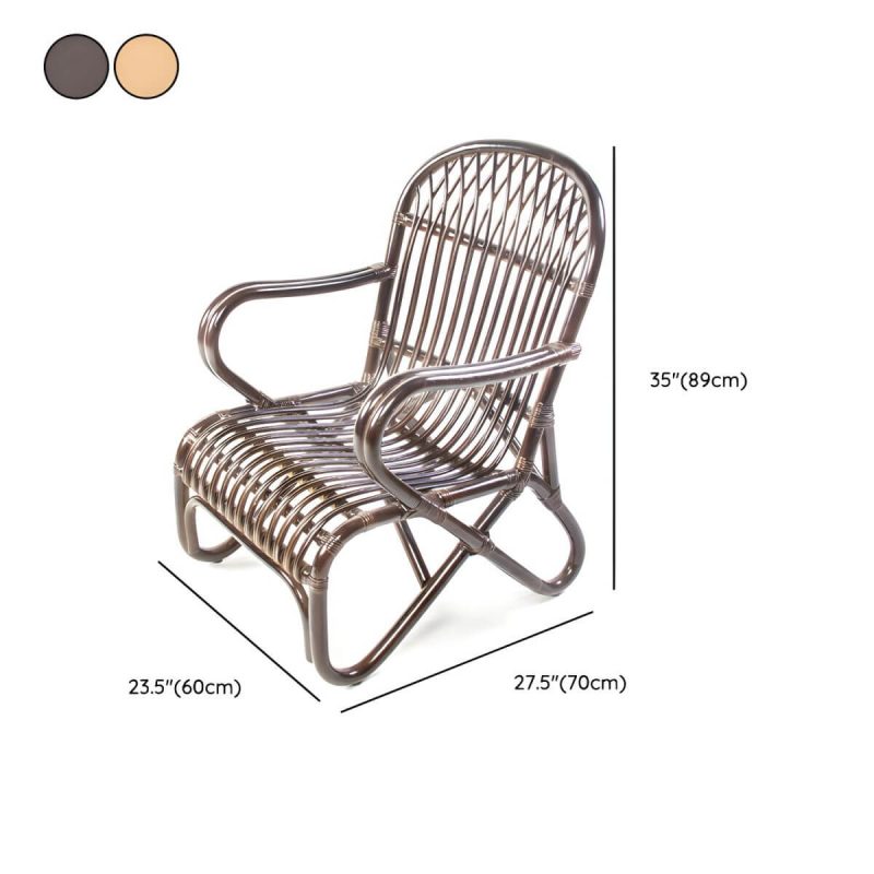 "Dimension of Matte Finish Tropical Patio Chair Assembled Wicker with Arms - Natural Finish 1 Piece"