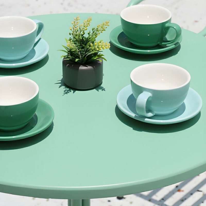 "Metal Patio Table Contemporary Style with Legs in Round/Square Shape - Table Only Green Square"