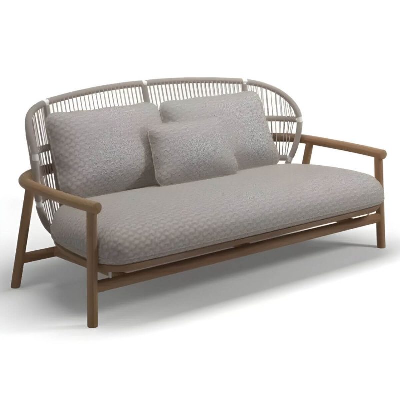 "Tropical Outdoor Patio Sofa Wood With Cushions Brown UV Resistant Patio Sofa - 67"L x 35"W x 31.5"H"