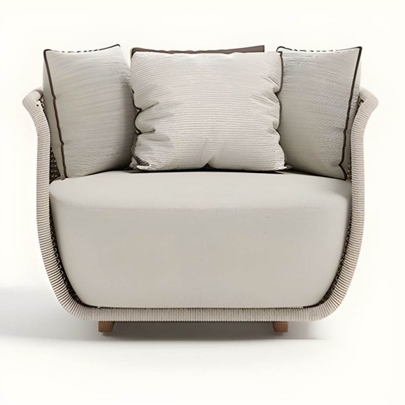 "Contemporary Outdoor Sofa with Cushion UV and Water Resistant Patio Sofa - Black 1-Seater Sofa"