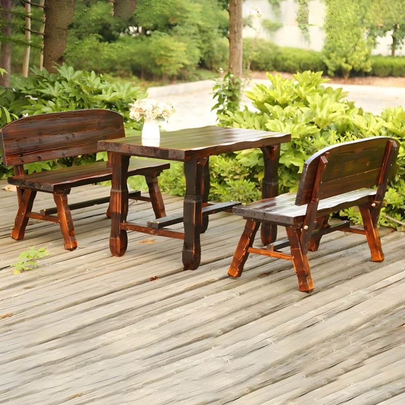 "Rustic Rectangle Balcony Table Solid Wood Accent Table for Patio - 47.2"L x 23.6"W x 27.6"H Table Only"
