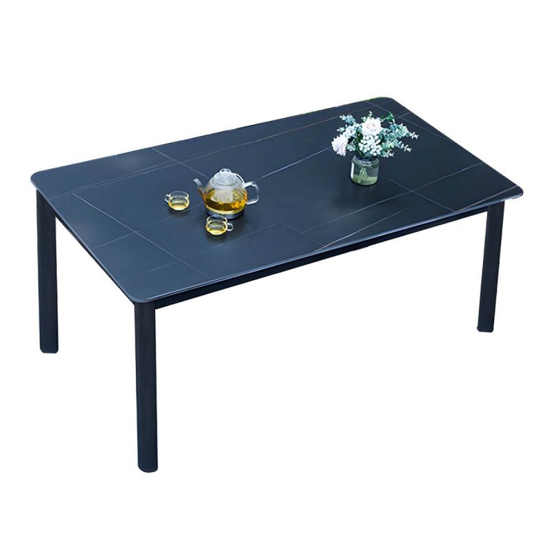 "Metal and Slate Patio Table Industrial Wind Room Outdoor Patio Dining Table - 59.1"L x 27.6"W x 29.5"H Table Only"