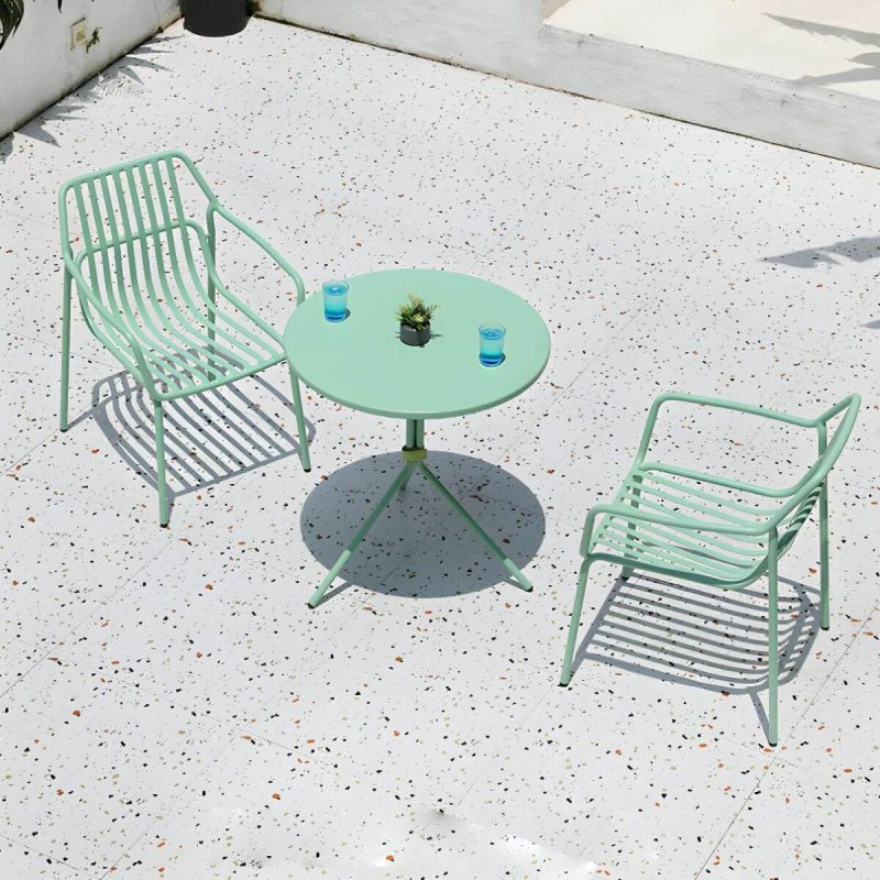 "Metal Patio Table Contemporary Style with Legs in Round/Square Shape - Table Only White Square"