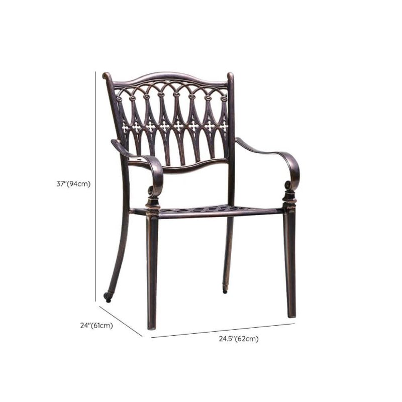"Dimension of Gunmetal Iron Patio Arm Chair, Stackable, Minimalist Style, 1 Chair, 24"L x 24"W x 37"H"