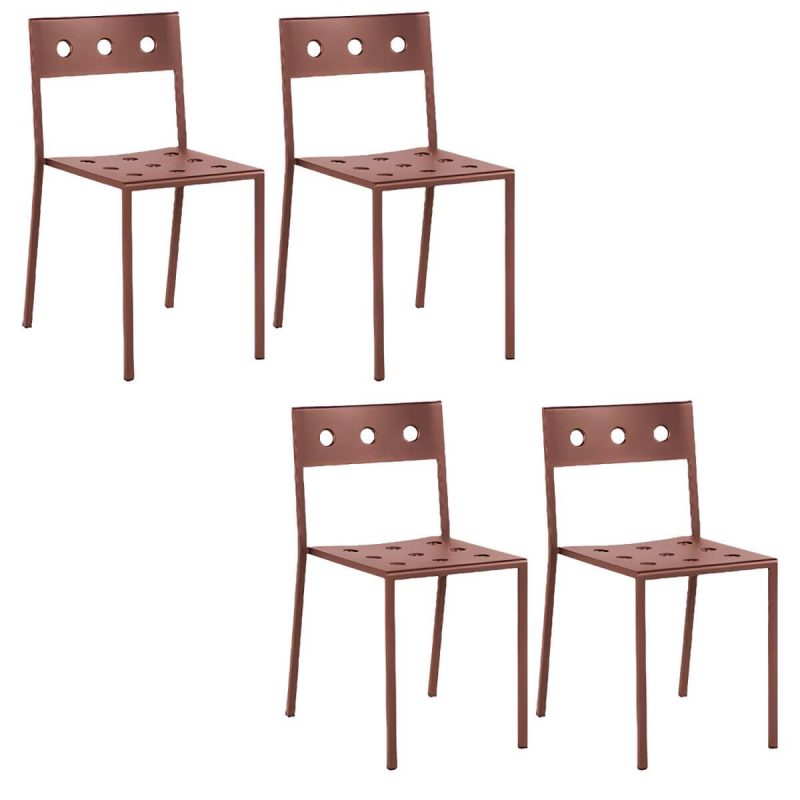 "Industrial Metal Dining Side Chair Open Back Stacking Outdoor Chair - 4 Piece Set Armless"